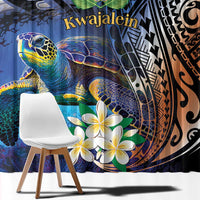 Marshall Islands Kwajalein Atoll Window Curtain Plumeria Sea Turtle with Polynesian Tribal LT9 - Polynesian Pride