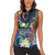 Marshall Islands Kwajalein Atoll Women Sleeveless Polo Shirt Plumeria Sea Turtle with Polynesian Tribal