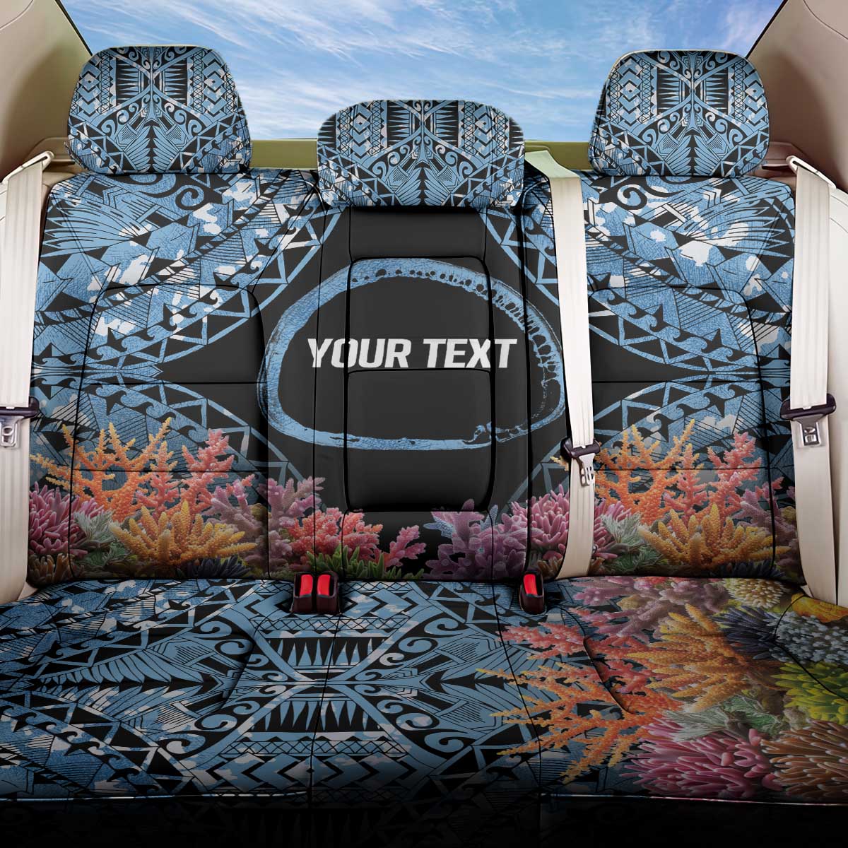 Personalised Nukuoro Micronesia Atoll Back Car Seat Cover with Pacific Coral Reef LT9 One Size Blue - Polynesian Pride