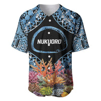 Personalised Nukuoro Micronesia Atoll Baseball Jersey with Pacific Coral Reef LT9 Blue - Polynesian Pride
