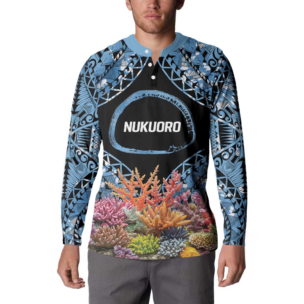 Personalised Nukuoro Micronesia Atoll Button Sweatshirt with Pacific Coral Reef LT9 - Polynesian Pride