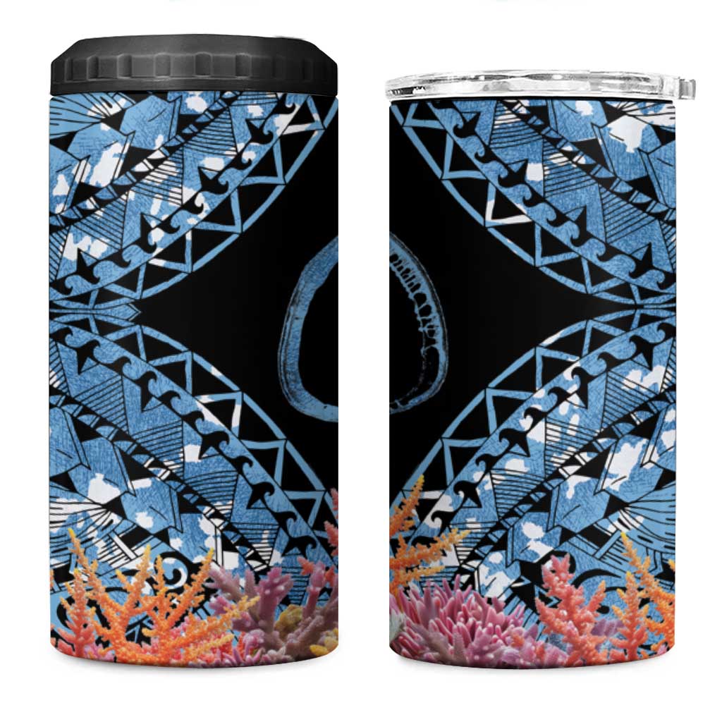 Personalised Nukuoro Micronesia Atoll 4 in 1 Can Cooler Tumbler with Pacific Coral Reef LT9 One Size: 16 oz Blue - Polynesian Pride