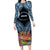 Personalised Nukuoro Micronesia Atoll Family Matching Long Sleeve Bodycon Dress and Hawaiian Shirt with Pacific Coral Reef