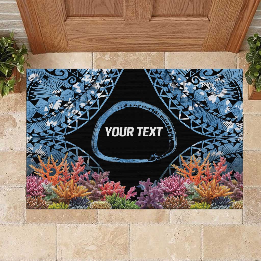 Personalised Nukuoro Micronesia Atoll Rubber Doormat with Pacific Coral Reef LT9 Blue - Polynesian Pride