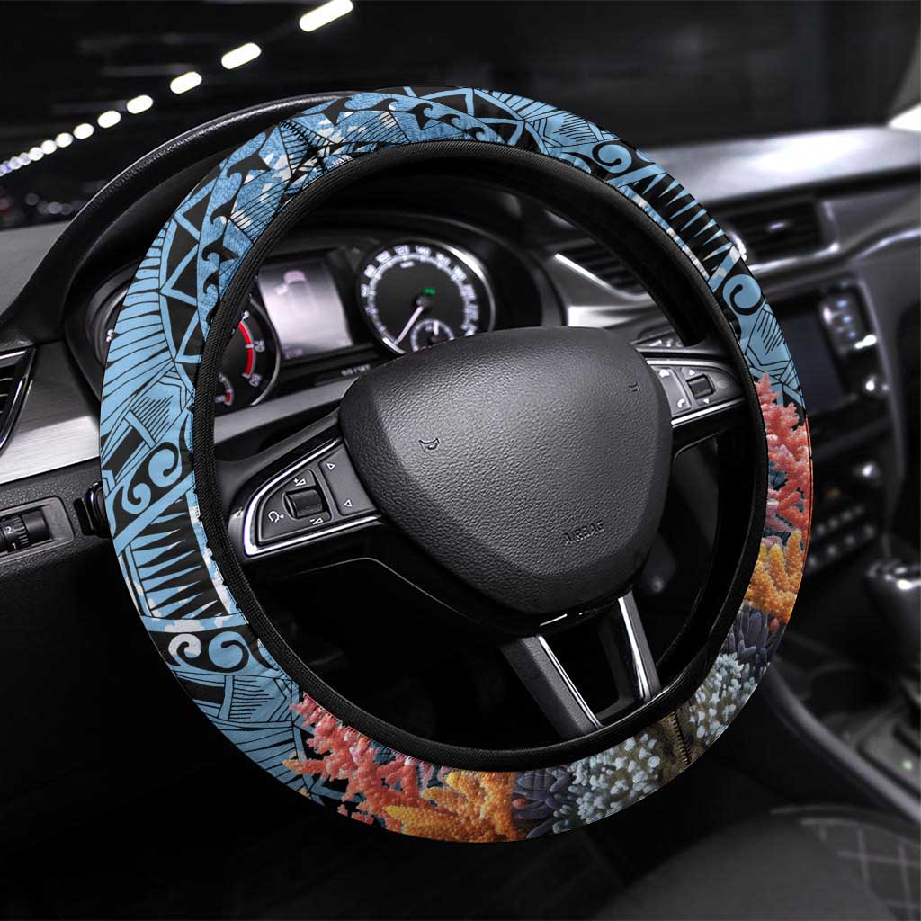 Nukuoro Micronesia Atoll Steering Wheel Cover with Pacific Coral Reef