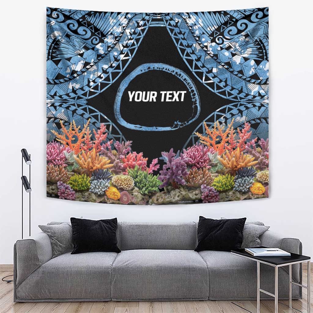 Personalised Nukuoro Micronesia Atoll Tapestry with Pacific Coral Reef LT9 Blue - Polynesian Pride