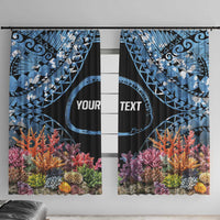 Personalised Nukuoro Micronesia Atoll Window Curtain with Pacific Coral Reef LT9 With Hooks Blue - Polynesian Pride