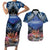 Penrhyn aka Tongareva Cook Islands Atoll Personalised Couples Matching Short Sleeve Bodycon Dress and Hawaiian Shirt with Pacific Coral Reef Blue Vibe