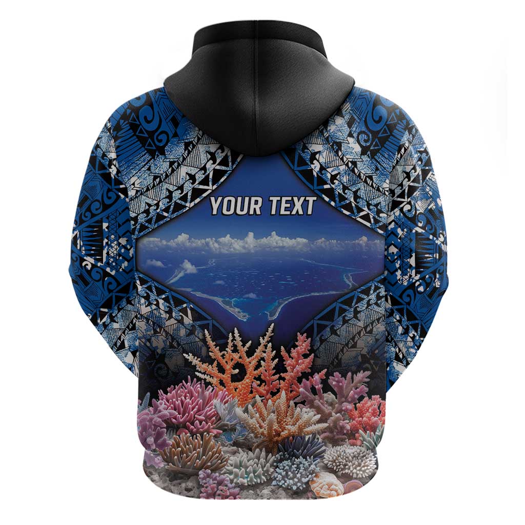 Penrhyn aka Tongareva Cook Islands Atoll Personalised Hoodie with Pacific Coral Reef Blue Vibe