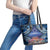 Penrhyn aka Tongareva Cook Islands Atoll Personalised Leather Tote Bag with Pacific Coral Reef Blue Vibe