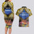 Penrhyn aka Tongareva Cook Islands Atoll Personalised Couples Matching Long Sleeve Bodycon Dress and Hawaiian Shirt with Pacific Coral Reef Gold Vibe