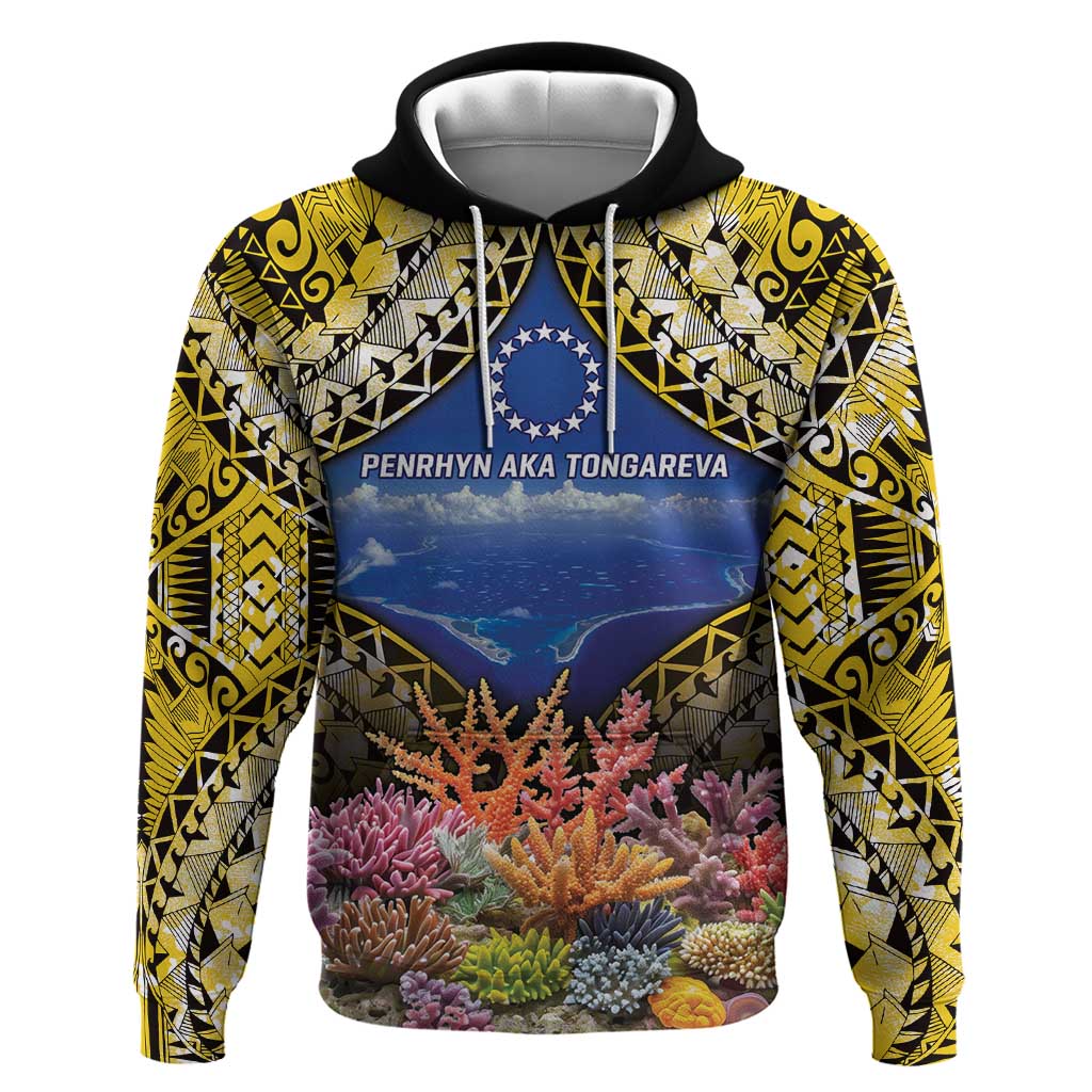 Penrhyn aka Tongareva Cook Islands Atoll Personalised Hoodie with Pacific Coral Reef Gold Vibe