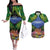 Penrhyn aka Tongareva Cook Islands Atoll Personalised Couples Matching Off The Shoulder Long Sleeve Dress and Hawaiian Shirt with Pacific Coral Reef Green Vibe