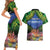 Penrhyn aka Tongareva Cook Islands Atoll Personalised Couples Matching Short Sleeve Bodycon Dress and Hawaiian Shirt with Pacific Coral Reef Green Vibe