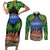 Penrhyn aka Tongareva Cook Islands Atoll Personalised Couples Matching Short Sleeve Bodycon Dress and Long Sleeve Button Shirt with Pacific Coral Reef Green Vibe