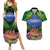 Penrhyn aka Tongareva Cook Islands Atoll Personalised Couples Matching Summer Maxi Dress and Hawaiian Shirt with Pacific Coral Reef Green Vibe