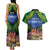 Penrhyn aka Tongareva Cook Islands Atoll Personalised Couples Matching Tank Maxi Dress and Hawaiian Shirt with Pacific Coral Reef Green Vibe