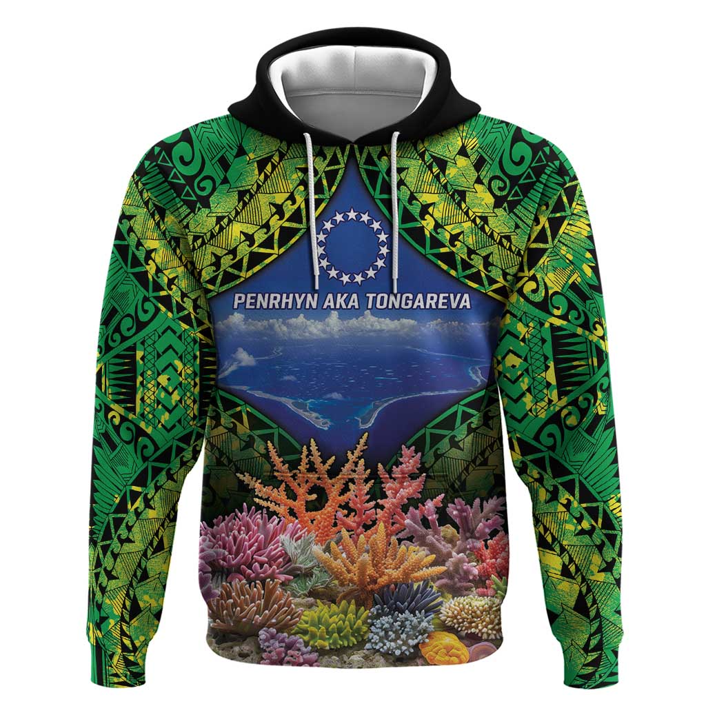 Penrhyn aka Tongareva Cook Islands Atoll Personalised Hoodie with Pacific Coral Reef Green Vibe