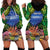 Penrhyn aka Tongareva Cook Islands Atoll Personalised Hoodie Dress with Pacific Coral Reef Green Vibe