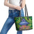 Penrhyn aka Tongareva Cook Islands Atoll Personalised Leather Tote Bag with Pacific Coral Reef Green Vibe