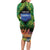 Penrhyn aka Tongareva Cook Islands Atoll Personalised Long Sleeve Bodycon Dress with Pacific Coral Reef Green Vibe