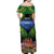 Penrhyn aka Tongareva Cook Islands Atoll Personalised Off Shoulder Maxi Dress with Pacific Coral Reef Green Vibe