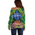 Penrhyn aka Tongareva Cook Islands Atoll Personalised Off Shoulder Sweater with Pacific Coral Reef Green Vibe