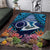 Te Ulu o te Watu Cook Islands Atoll Personalised Area Rug Pukapuka Map with Pacific Coral Reef Blue Vibe