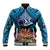 Te Ulu o te Watu Cook Islands Atoll Personalised Baseball Jacket Pukapuka Map with Pacific Coral Reef Blue Vibe