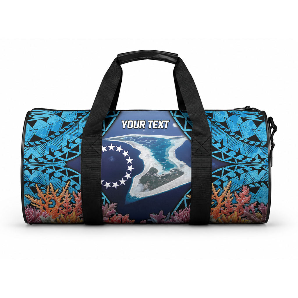 Te Ulu o te Watu Cook Islands Atoll Personalised Duffle Bag Pukapuka Map with Pacific Coral Reef Blue Vibe LT9 One size Blue - Polynesian Pride