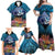 Te Ulu o te Watu Cook Islands Atoll Personalised Family Matching Off Shoulder Maxi Dress and Hawaiian Shirt Pukapuka Map with Pacific Coral Reef Blue Vibe