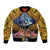 Te Ulu o te Watu Cook Islands Atoll Personalised Bomber Jacket Pukapuka Map with Pacific Coral Reef Gold Vibe