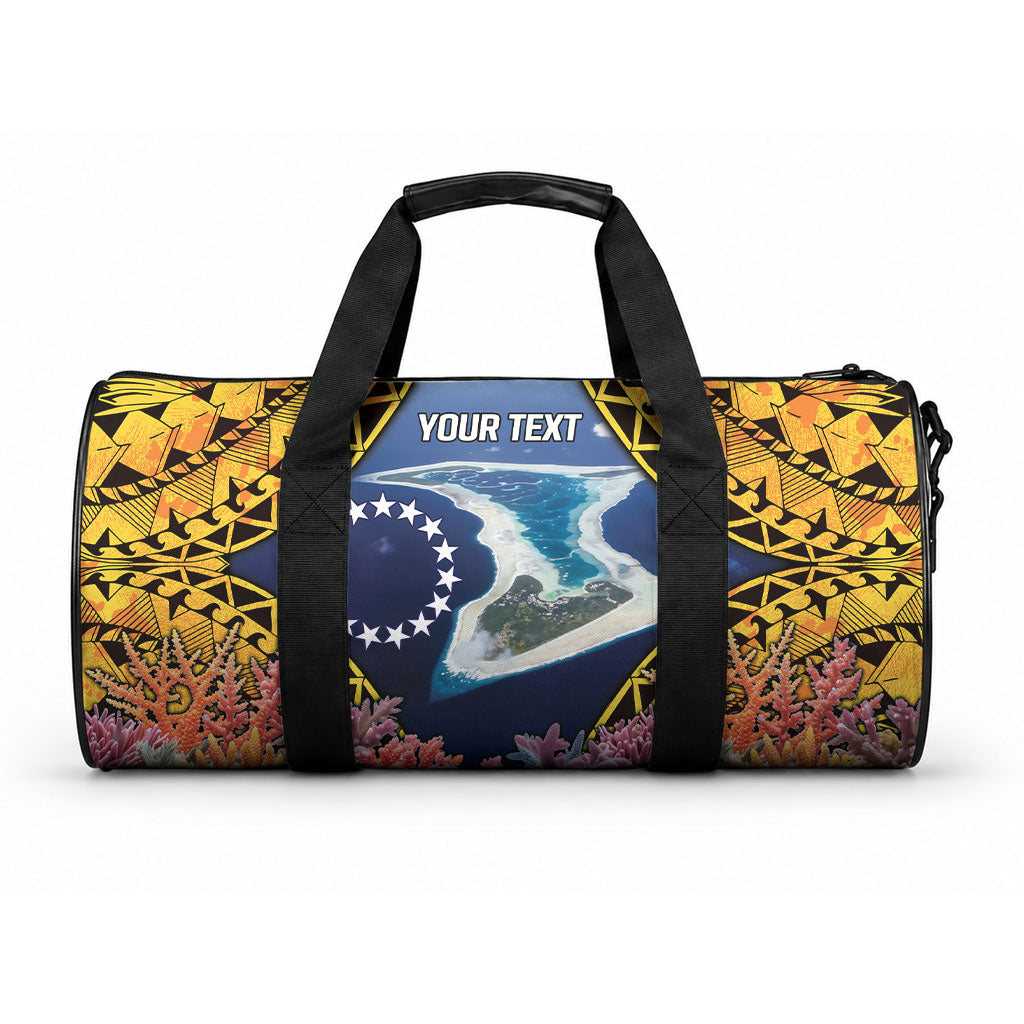 Te Ulu o te Watu Cook Islands Atoll Personalised Duffle Bag Pukapuka Map with Pacific Coral Reef Gold Vibe LT9 One size Gold - Polynesian Pride
