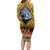 Te Ulu o te Watu Cook Islands Atoll Personalised Long Sleeve Bodycon Dress Pukapuka Map with Pacific Coral Reef Gold Vibe