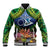 Te Ulu o te Watu Cook Islands Atoll Personalised Baseball Jacket Pukapuka Map with Pacific Coral Reef Green Vibe