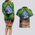 Te Ulu o te Watu Cook Islands Atoll Personalised Couples Matching Long Sleeve Bodycon Dress and Hawaiian Shirt Pukapuka Map with Pacific Coral Reef Green Vibe