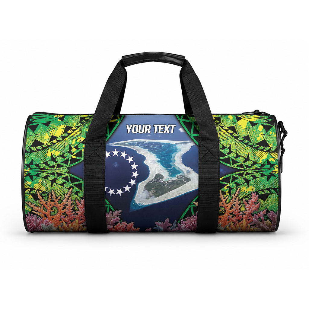 Te Ulu o te Watu Cook Islands Atoll Personalised Duffle Bag Pukapuka Map with Pacific Coral Reef Green Vibe LT9 One size Green - Polynesian Pride