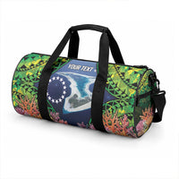 Te Ulu o te Watu Cook Islands Atoll Personalised Duffle Bag Pukapuka Map with Pacific Coral Reef Green Vibe LT9 - Polynesian Pride
