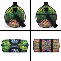 Te Ulu o te Watu Cook Islands Atoll Personalised Duffle Bag Pukapuka Map with Pacific Coral Reef Green Vibe LT9 - Polynesian Pride