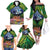 Te Ulu o te Watu Cook Islands Atoll Personalised Family Matching Off The Shoulder Long Sleeve Dress and Hawaiian Shirt Pukapuka Map with Pacific Coral Reef Green Vibe