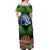 Te Ulu o te Watu Cook Islands Atoll Personalised Off Shoulder Maxi Dress Pukapuka Map with Pacific Coral Reef Green Vibe