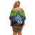 Te Ulu o te Watu Cook Islands Atoll Personalised Off Shoulder Short Dress Pukapuka Map with Pacific Coral Reef Green Vibe