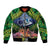 Te Ulu o te Watu Cook Islands Atoll Personalised Sleeve Zip Bomber Jacket Pukapuka Map with Pacific Coral Reef Green Vibe