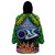 Te Ulu o te Watu Cook Islands Atoll Personalised Wearable Blanket Hoodie Pukapuka Map with Pacific Coral Reef Green Vibe