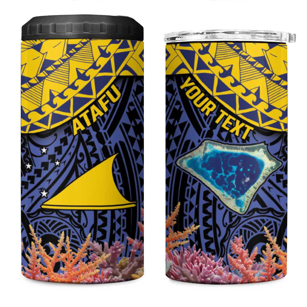 Tokelau Atafu Atoll Personalised 4 in 1 Can Cooler Tumbler Pacific Coral Reef Vibe LT9 One Size: 16 oz Gold - Polynesian Pride