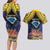 Tokelau Atafu Atoll Personalised Couples Matching Long Sleeve Bodycon Dress and Hawaiian Shirt Pacific Coral Reef Vibe