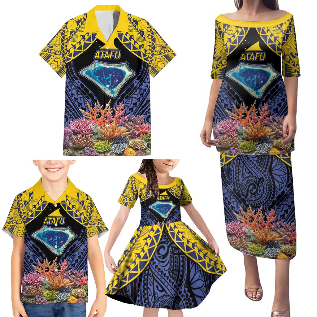 Tokelau Atafu Atoll Personalised Family Matching Puletasi and Hawaiian Shirt Pacific Coral Reef Vibe