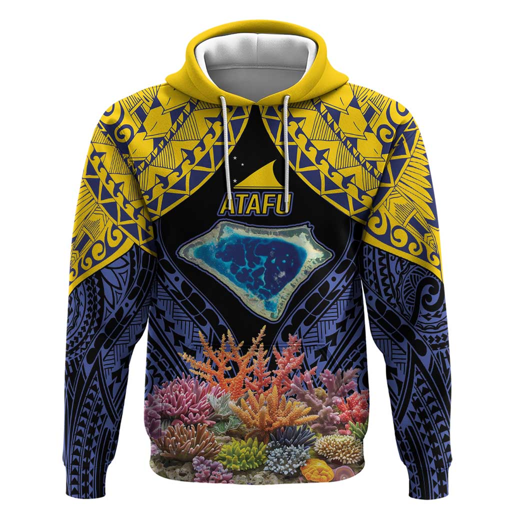 Tokelau Atafu Atoll Personalised Hoodie Pacific Coral Reef Vibe LT9 Pullover Hoodie Gold - Polynesian Pride