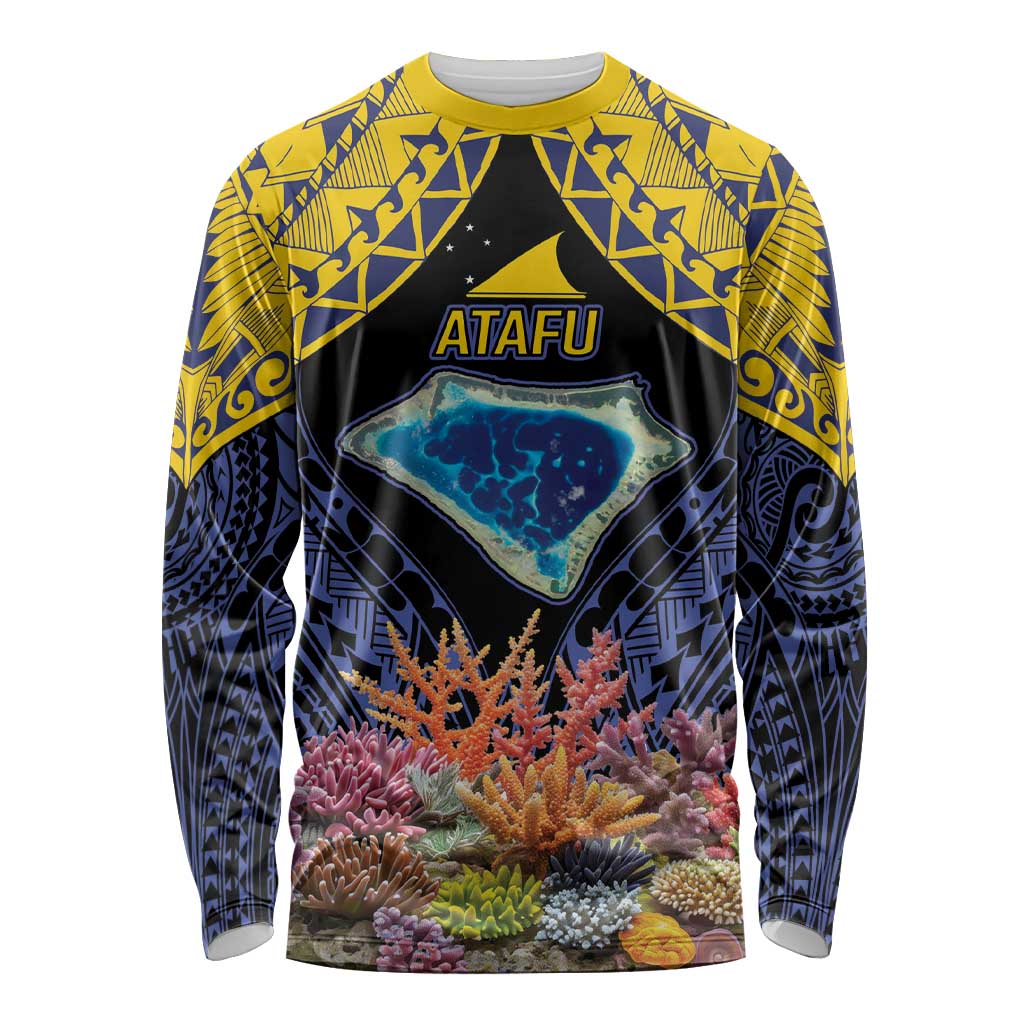 Tokelau Atafu Atoll Personalised Long Sleeve Shirt Pacific Coral Reef Vibe LT9 Unisex Gold - Polynesian Pride