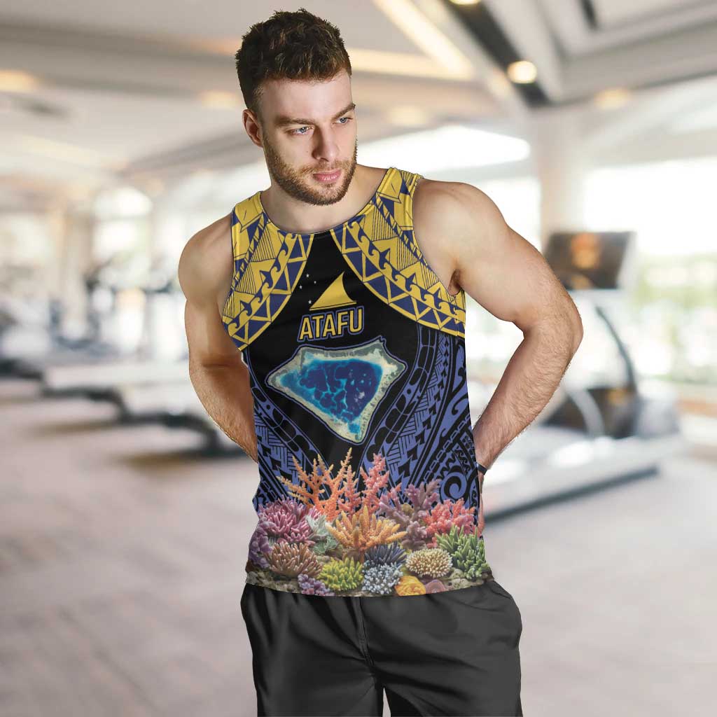 Tokelau Atafu Atoll Personalised Men Tank Top Pacific Coral Reef Vibe LT9 Gold - Polynesian Pride
